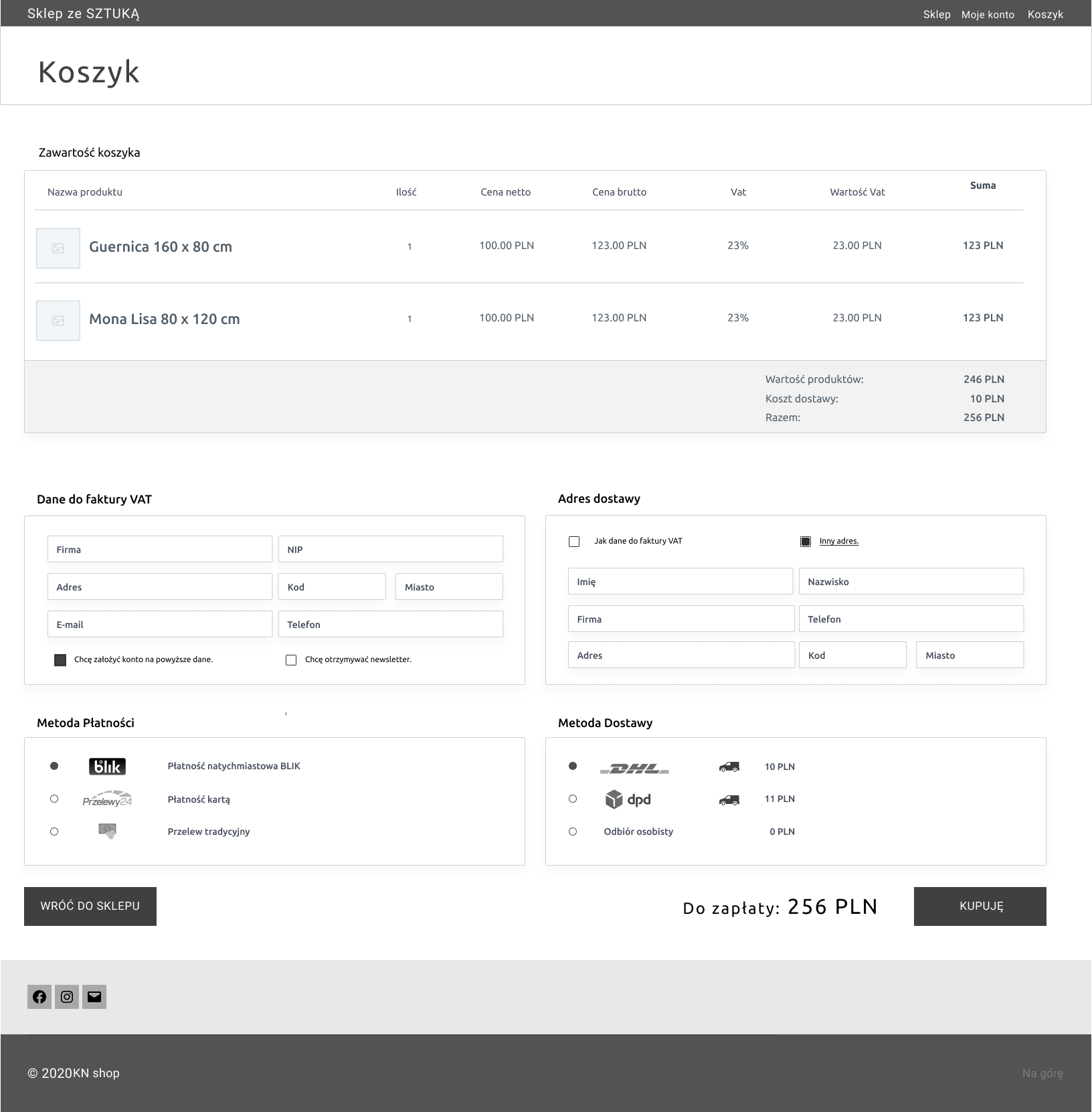 Makieta - One Page Basket